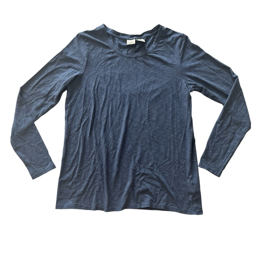 Lucy & Laurel Women's Size S Blue Heather Long Sleeve T-Shirt Basic Modal Cotton